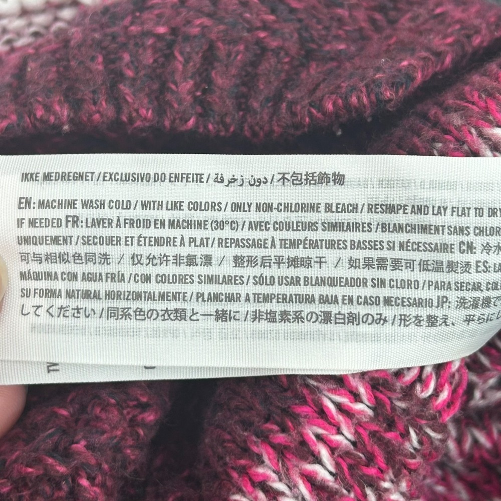 Hollister Women's Cable Knit Sweater LS V-Neck Pink Large Stripe Logo Preppy - Picture 7 of 11